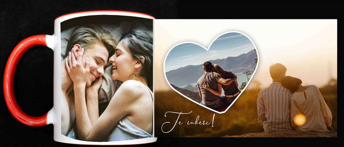 Cana personalizata cu 3 fotografii si mesaj
