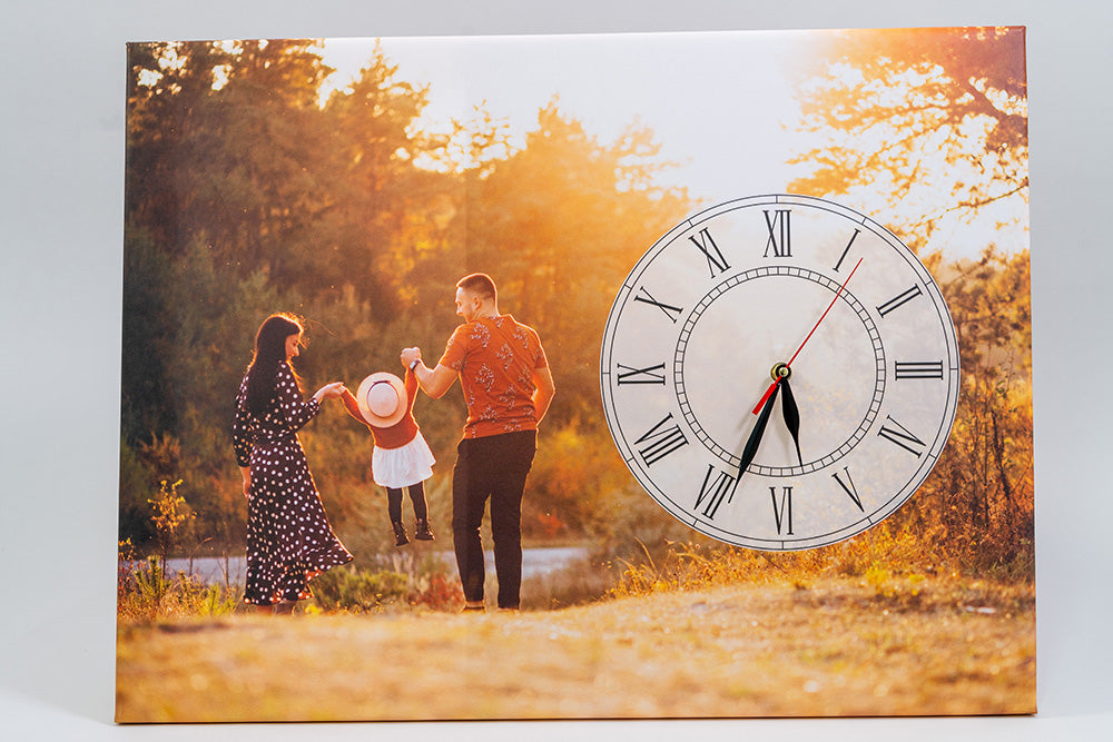 Canvas painting with clock