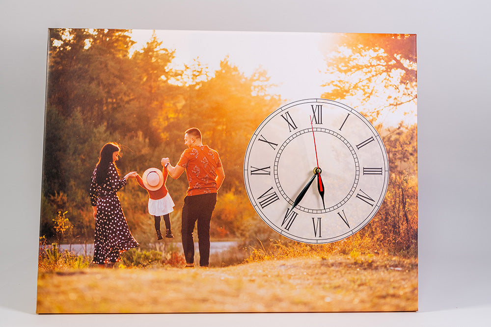 Canvas painting with clock