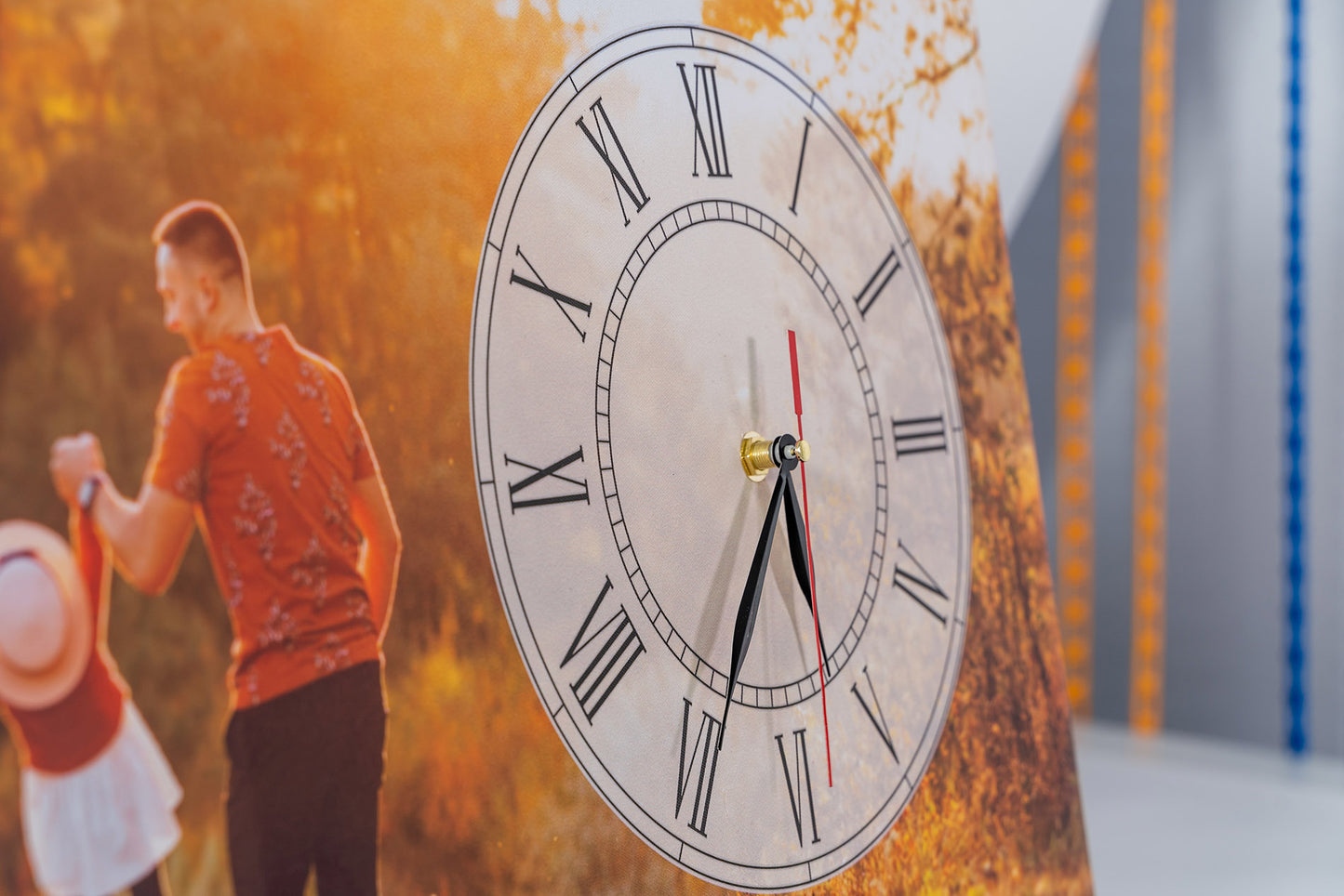 Canvas painting with clock